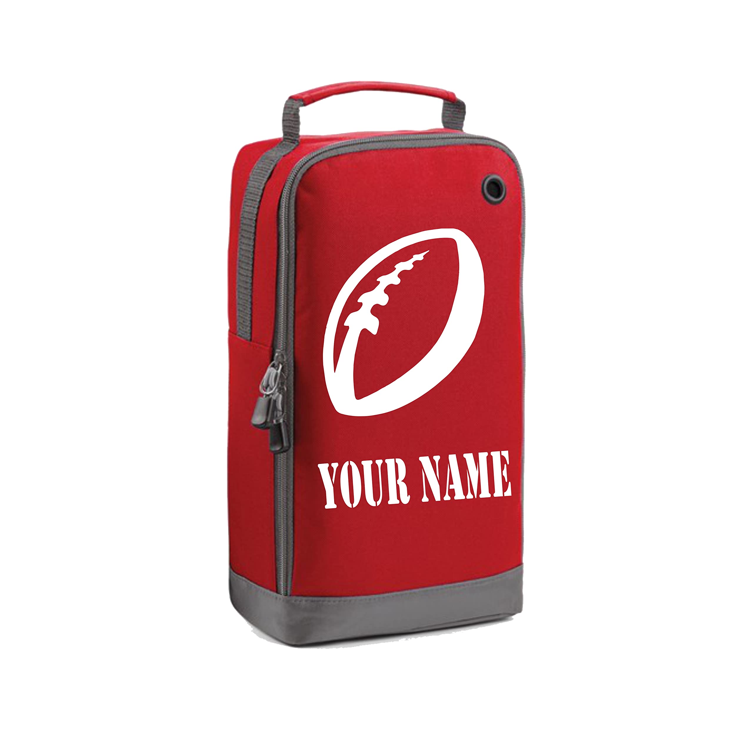 Personalised Rugby Boot Bag Boys Girls Footy Any Name Kids Sports PE Kit (Classic Red)