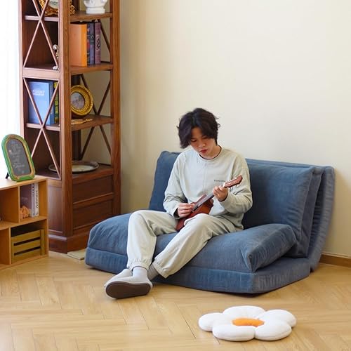 Miniatura 4 de N&V Sofá Cama de Bolsa de Frijoles Plegable, Colchón de Espuma Plegable, Incluye Funda Desmontable y Lavable a Máquina, Suave Forro de Pelo