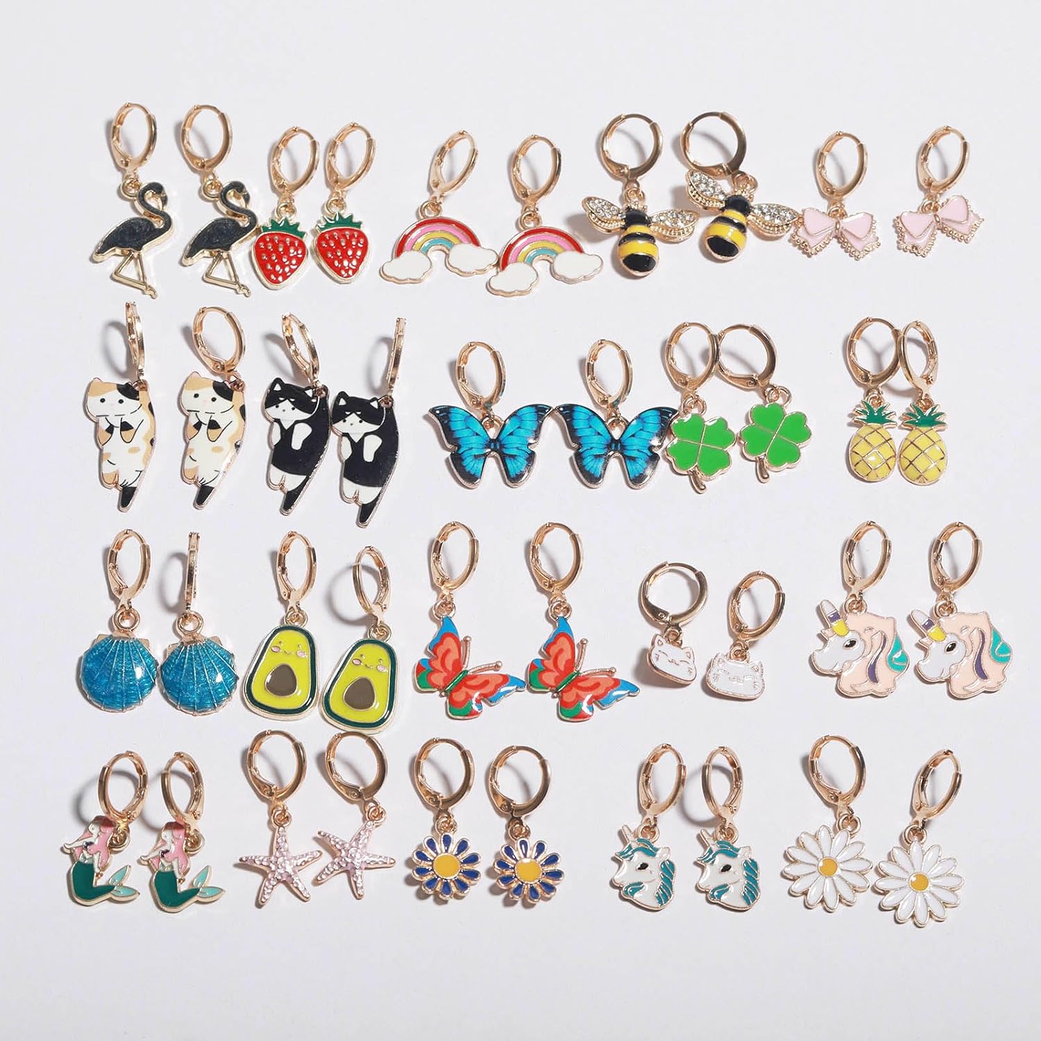 20 Pairs Hypoallergenic Huggie Hoop Earrings for Girls, Dangle Cute Earrings with Charms, Jewelry Set for Teen Girls and Women - Image 5