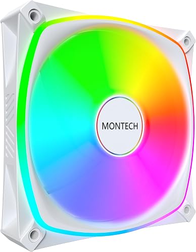 MONTECH AX120 PRO ARGB PWM 120mm Fan 1-Pack, High-End Fan, 360° ARGB Lighting, Rifle Bearing, Quiet Low-Noise, 600–1600RPM, White
