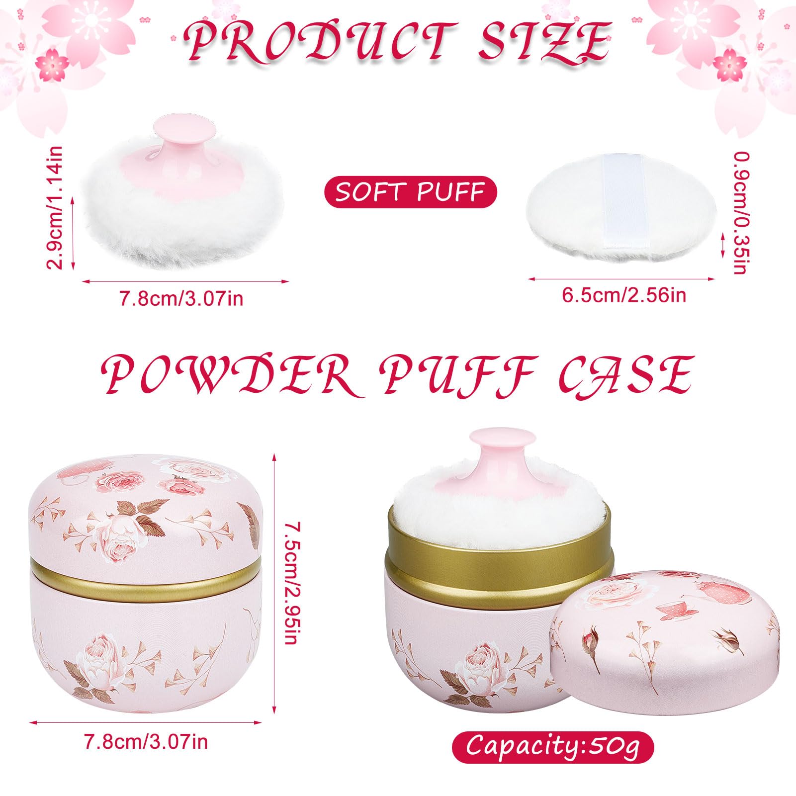NICENEEDED Soffio per Cipria e Contenitore Contenitore per Cipria Portatile Vuoto Contenitore per Cipria con Coperchi Porta Cipria Sfuso per Trucco Cosmetico