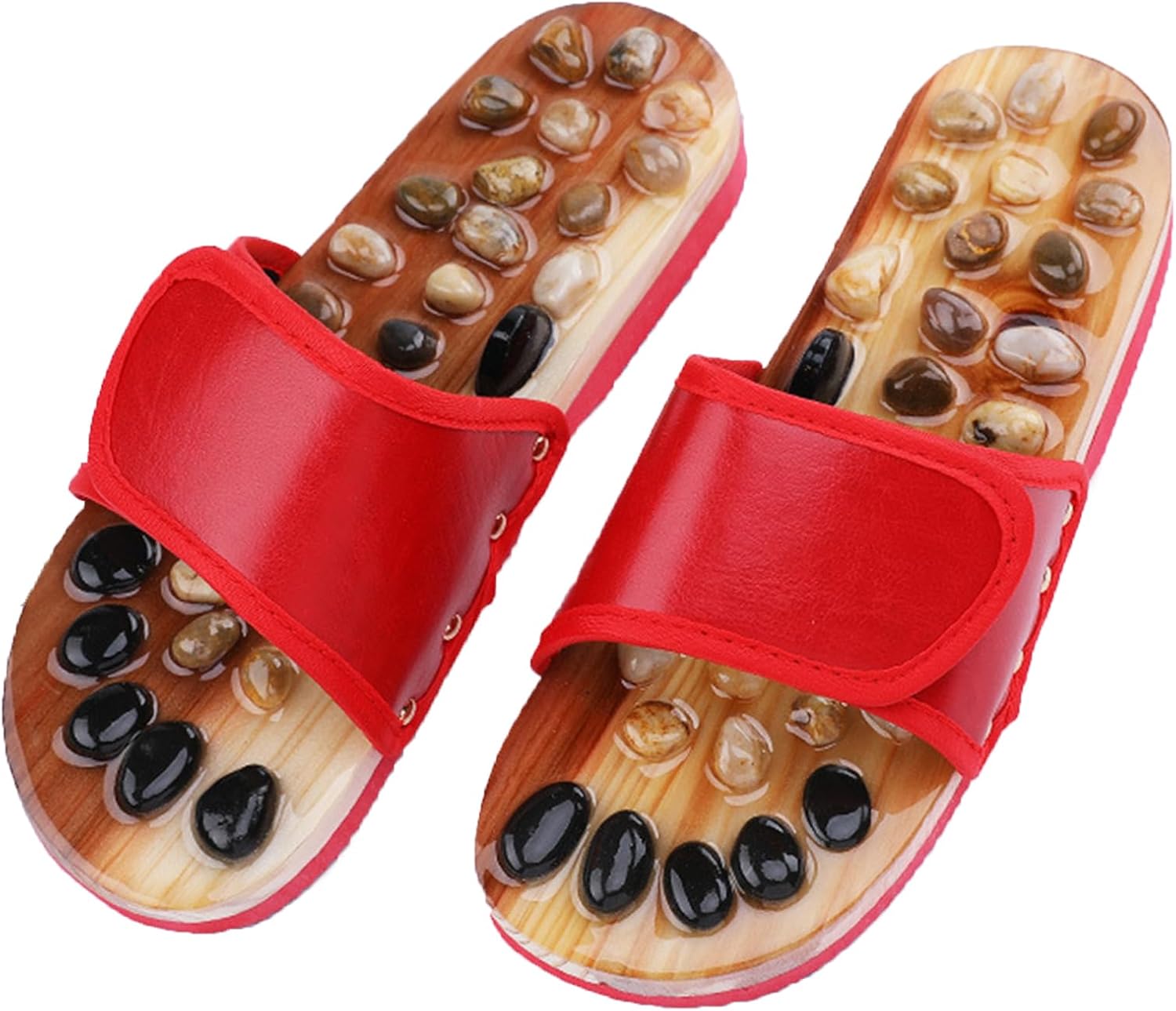 Foot Massage Slippers With Jade Stone, Foot Pressure Point Reflexology Slippers, Acupressure Sandals For Women Men, Reduce Feet Tension Promote Circulatio(Size:Women 9.5-10 / Men 8.5-9,Color:Black)