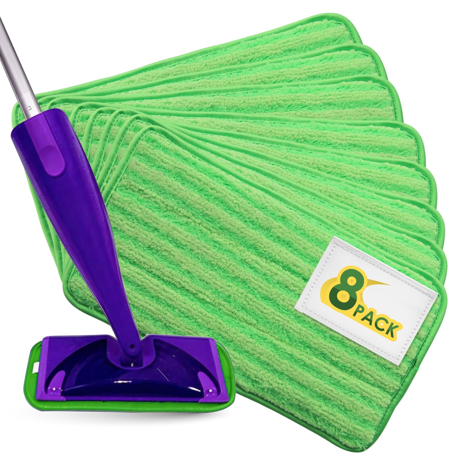 Reusable Floor Mop Pads - 8 Pack Swiffer Wet Jet Compatible Refills - Machine Washable, 12-inch Microfiber Mop Swiffer Wet Pads - Eco-Friendly