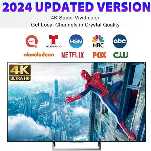 Miniatura 7 de HIDB Antena de TV para Smart TV, antena de TV interior de largo alcance con orejas RABIT HD digital para canales HDTV libres al aire, base adhesiva