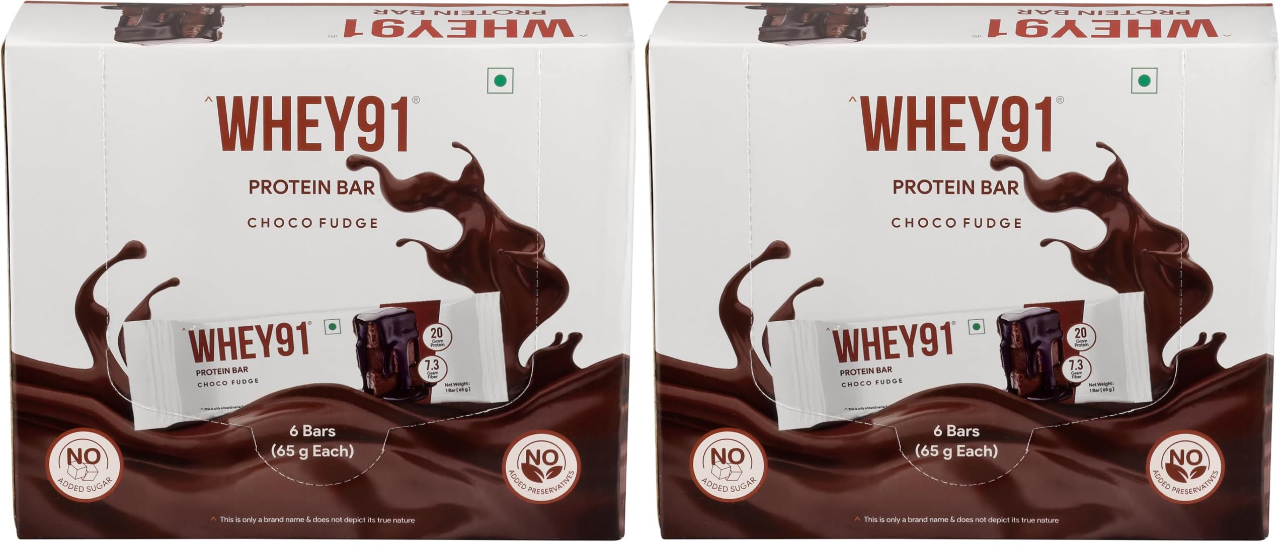 Whey91 Choco Fudge Protein Bar, 20g Protein & 7.3g Fiber in each, No Added Sugar, No Artificial Flavour, 390g- (Pack of 12)-image-44