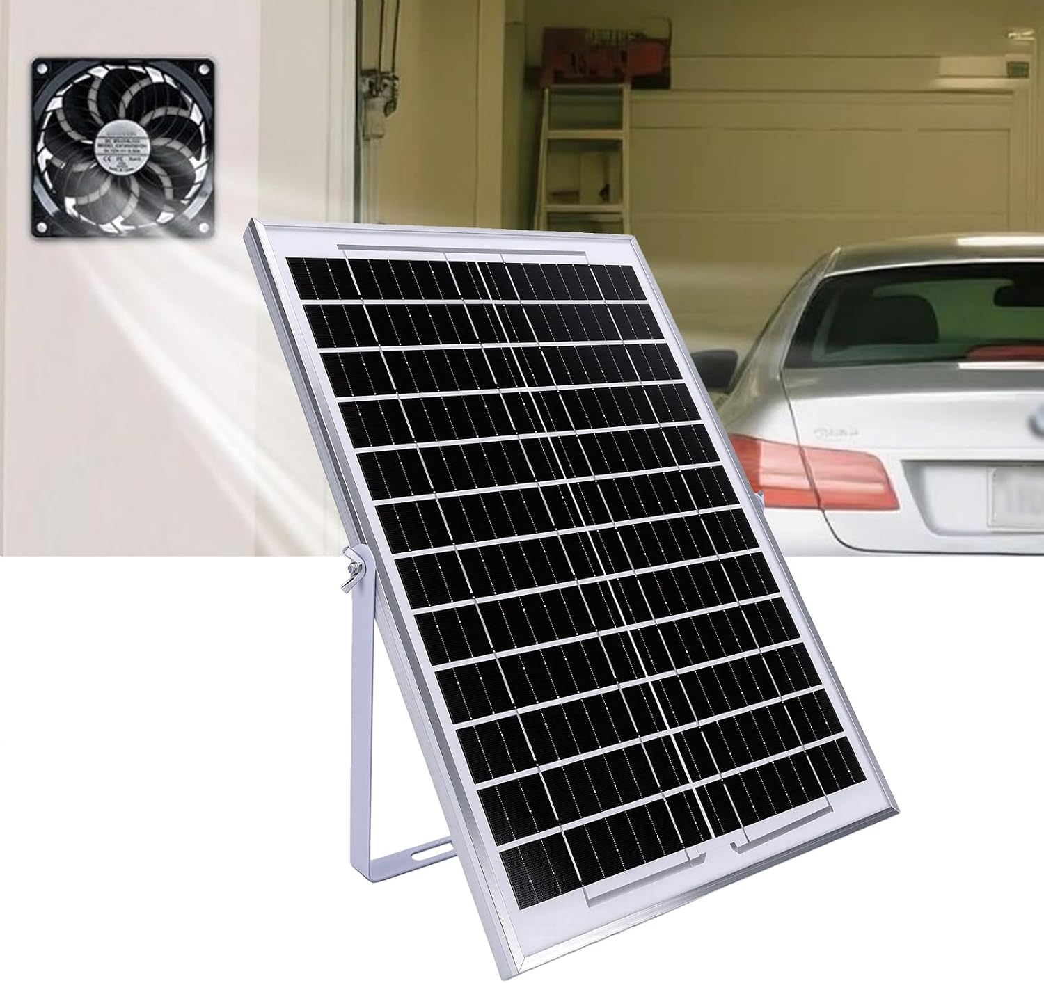 Garosa Solar Exhaust Fan 15W Ventilation Fan 4.72 Inch with Bracket