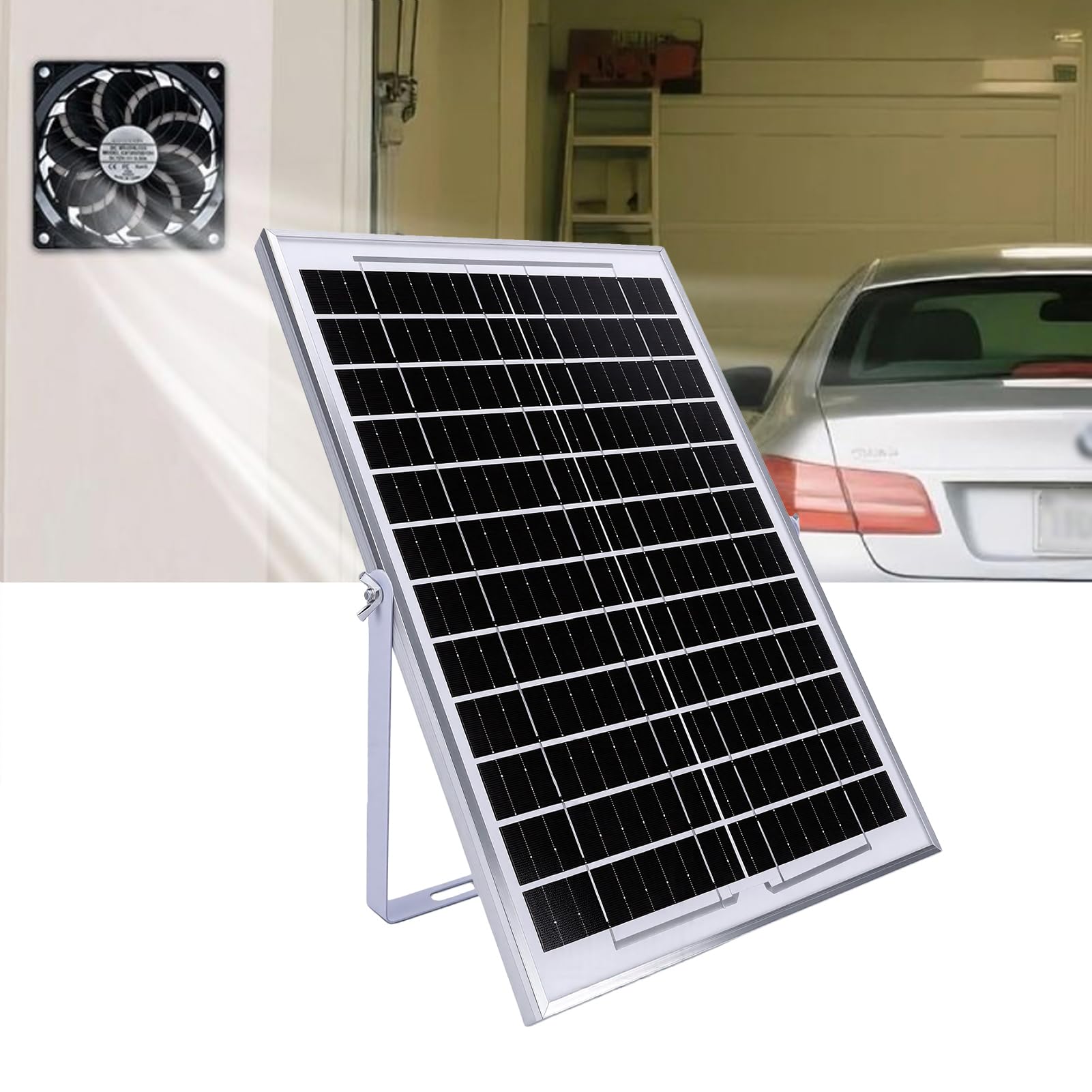 Walfront Wentylator Wydechowy Solarny 15W 120mm z siatką do Szklarni