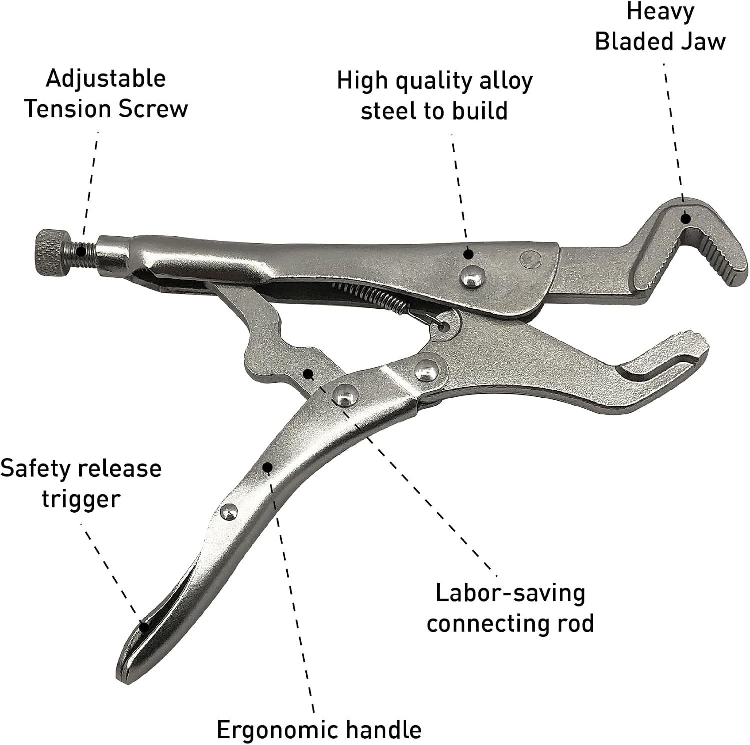 Parrot Nose Locking Plier, Cr-V Alloy Steel, Jaw Capacity 1/4" to 1-1/4"