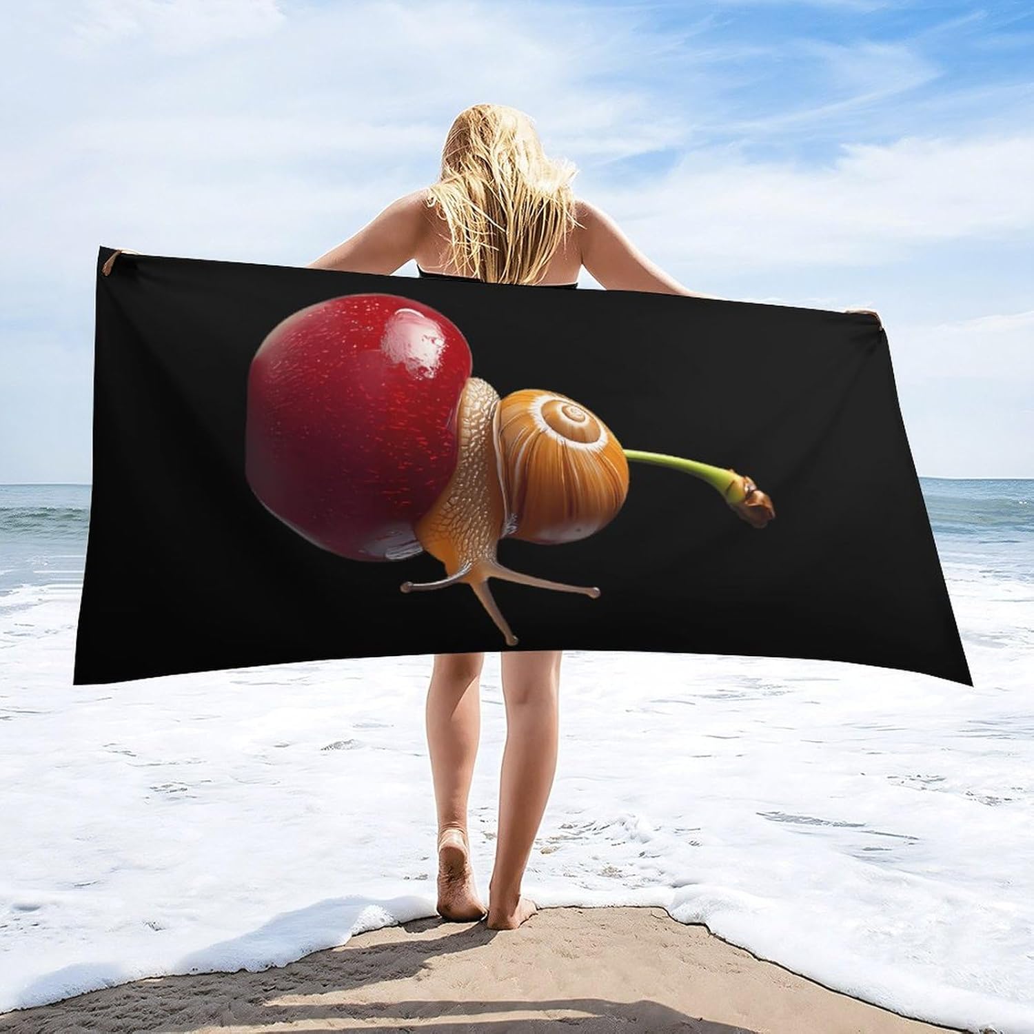 A Snail on A Cherry Beach Towels Oversized Jumbo Large Yoga Bath Towel for Pool Yoga Swim Body 160x80cm