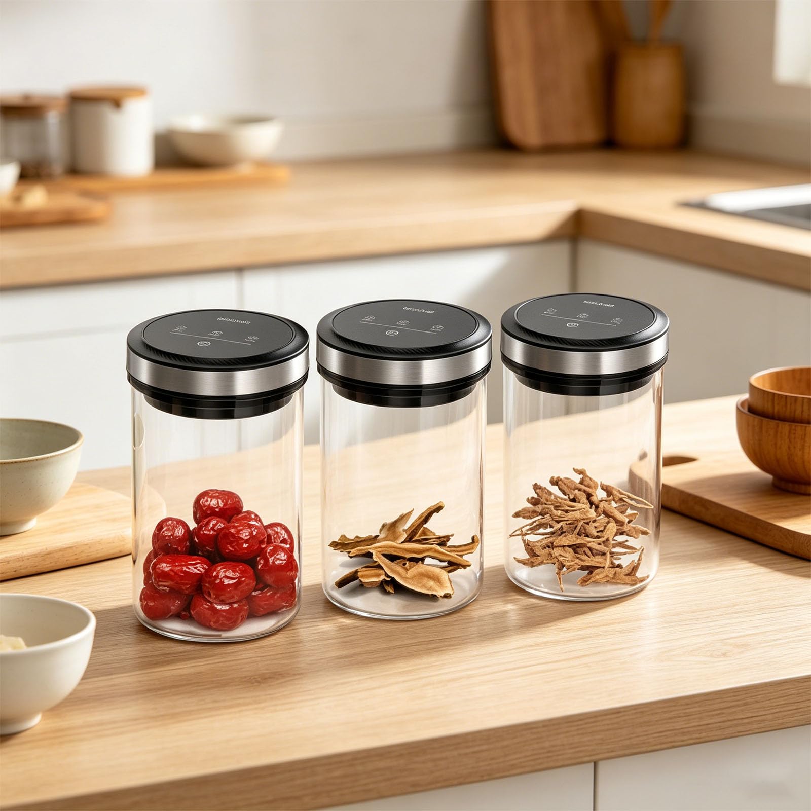 Récipient de Stockage de Nourriture sous Vide en Verre borosilicaté avec Pot de Conservation de café Intelligent d ' Utilisation de 4500 Heures