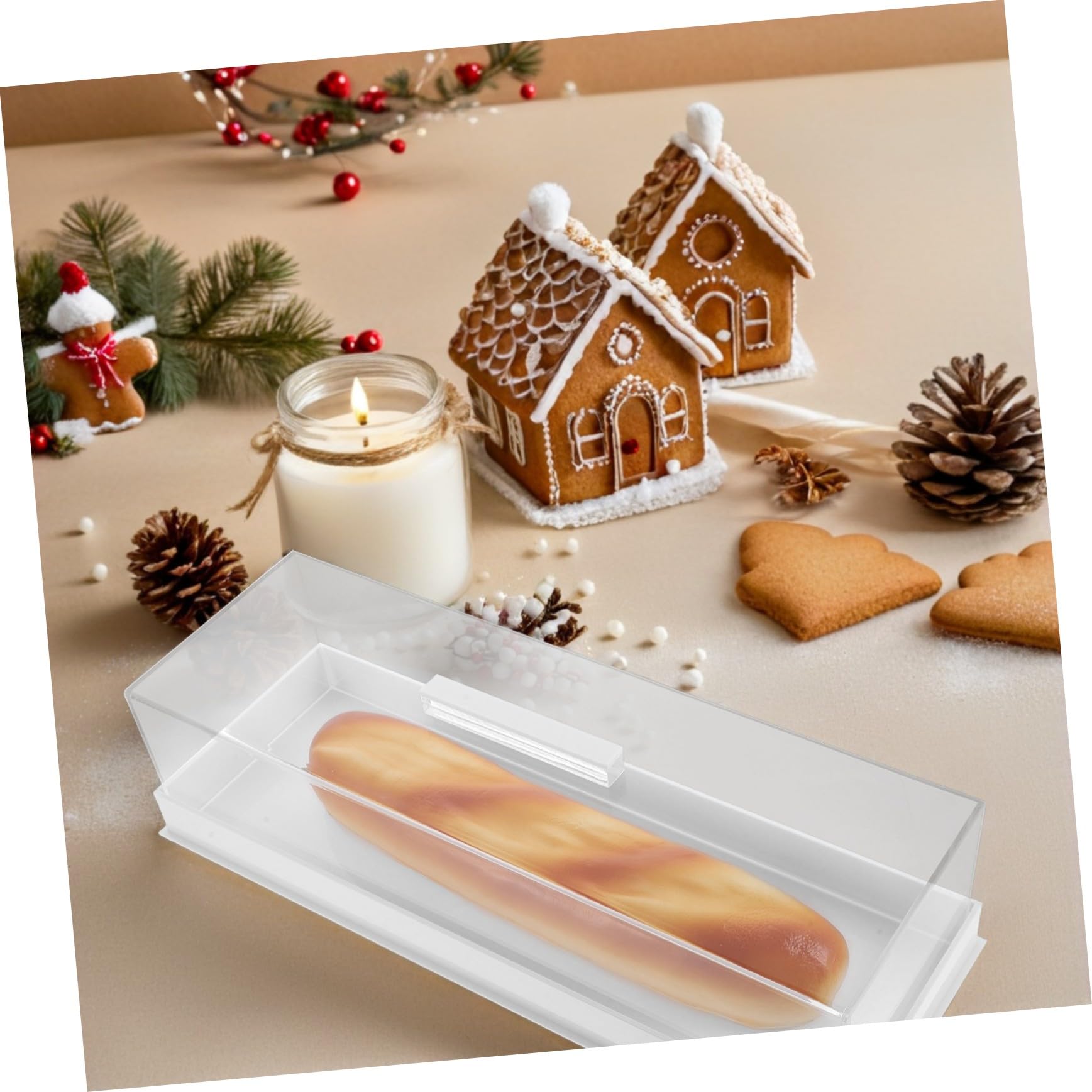 MAGICLULU Caja de Presentación Rectangular para Tartas de Acrílico con Tapa Bandeja para Pasteles y Cupcakes para Cafeterías Fiestas y Uso Doméstico