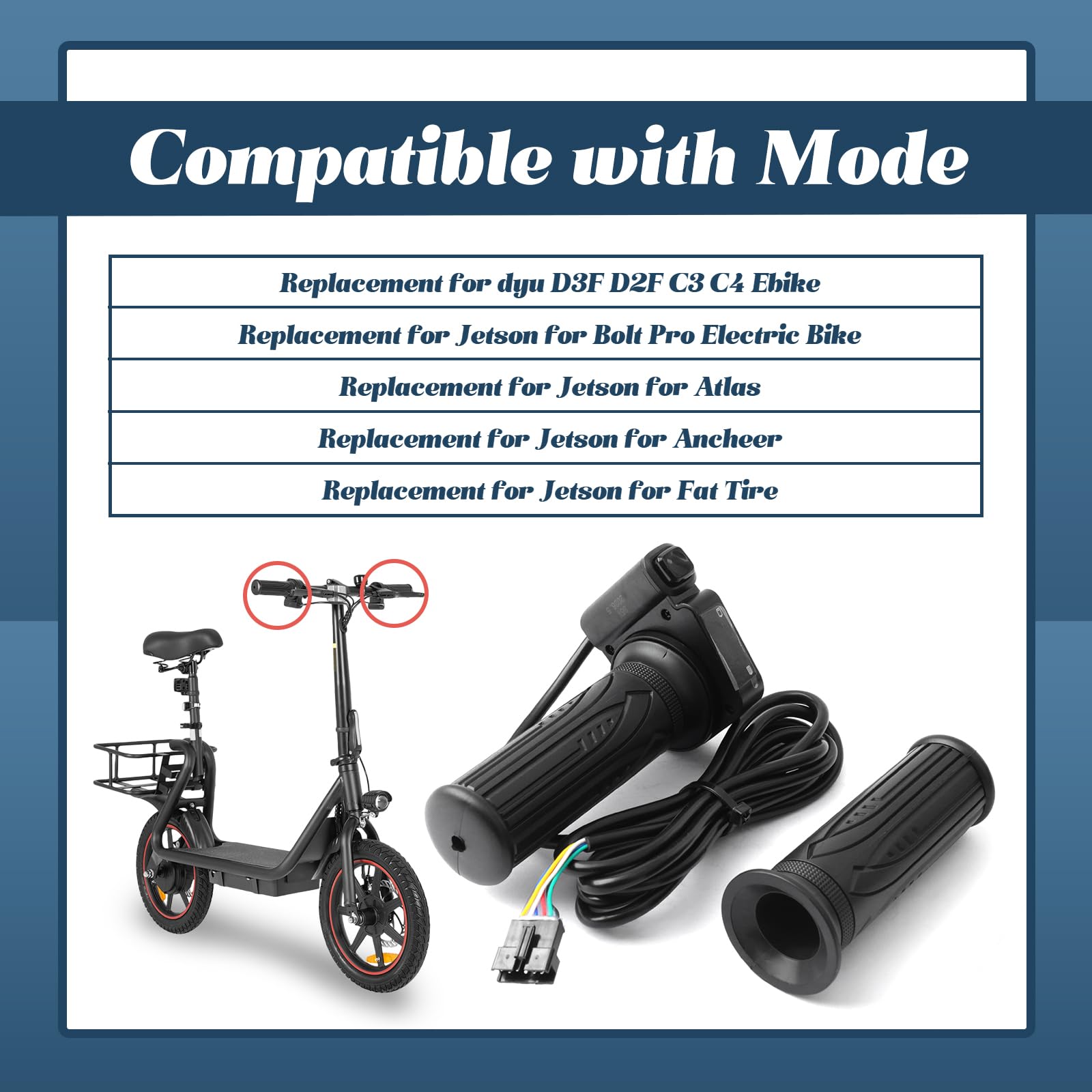 KH-DX Poignée d'accélérateur de rechange pour vélo électrique Jetson Bolt Pro Jetson JX10 Atlas Ancheer Dyu D3F D2F C3 C4, avec écran LCD de tension et bouton régulateur de vitesse 36 V