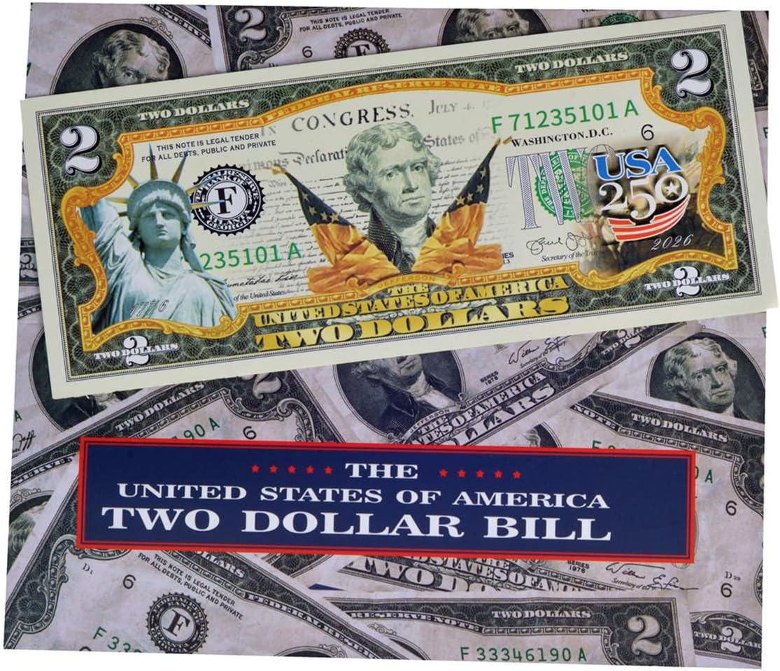 1776-2026 Peace $2 Bill for 250th Anniversary | Independence Day 2 Dollar Bill Uncirculated Commemorative Coin Replica | Ordinary Paper Printed Materials