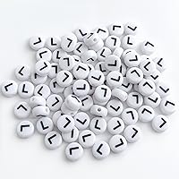 Vista 4 de 100 cuentas de letras blancas redondas de acrílico del alfabeto, cuentas de la letra L, para hacer joyas, pulseras, collares, llaveros, bricolaje