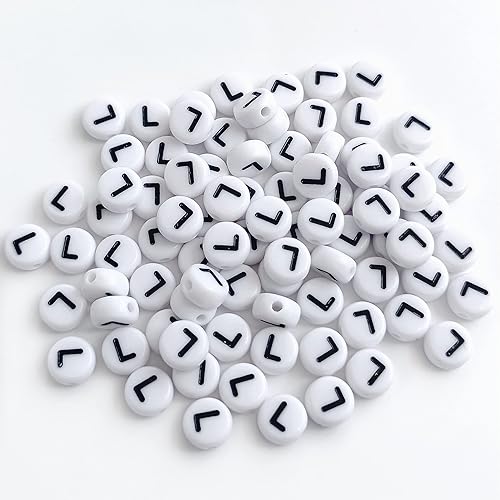 Miniatura 4 de 100 cuentas de letras blancas redondas de acrílico del alfabeto, cuentas de la letra L, para hacer joyas, pulseras, collares, llaveros, bricolaje,