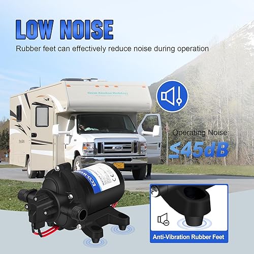 Miniatura 6 de Bomba de agua ECO-WORTHY para RV de 12 voltios 3.5 GPM 50 PSI 12 V Bomba de diafragma fresca con interruptor de presión y autocebante para RV, yate,