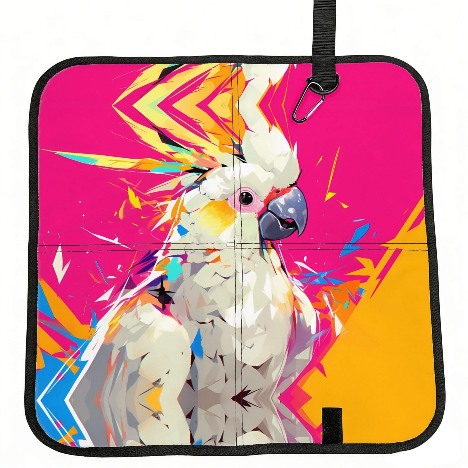 WBQLSL colorful parrots Foldable Seat Cushion - Portable Stadium Pad with Carabiner for Camping Hiking Picnic Beach