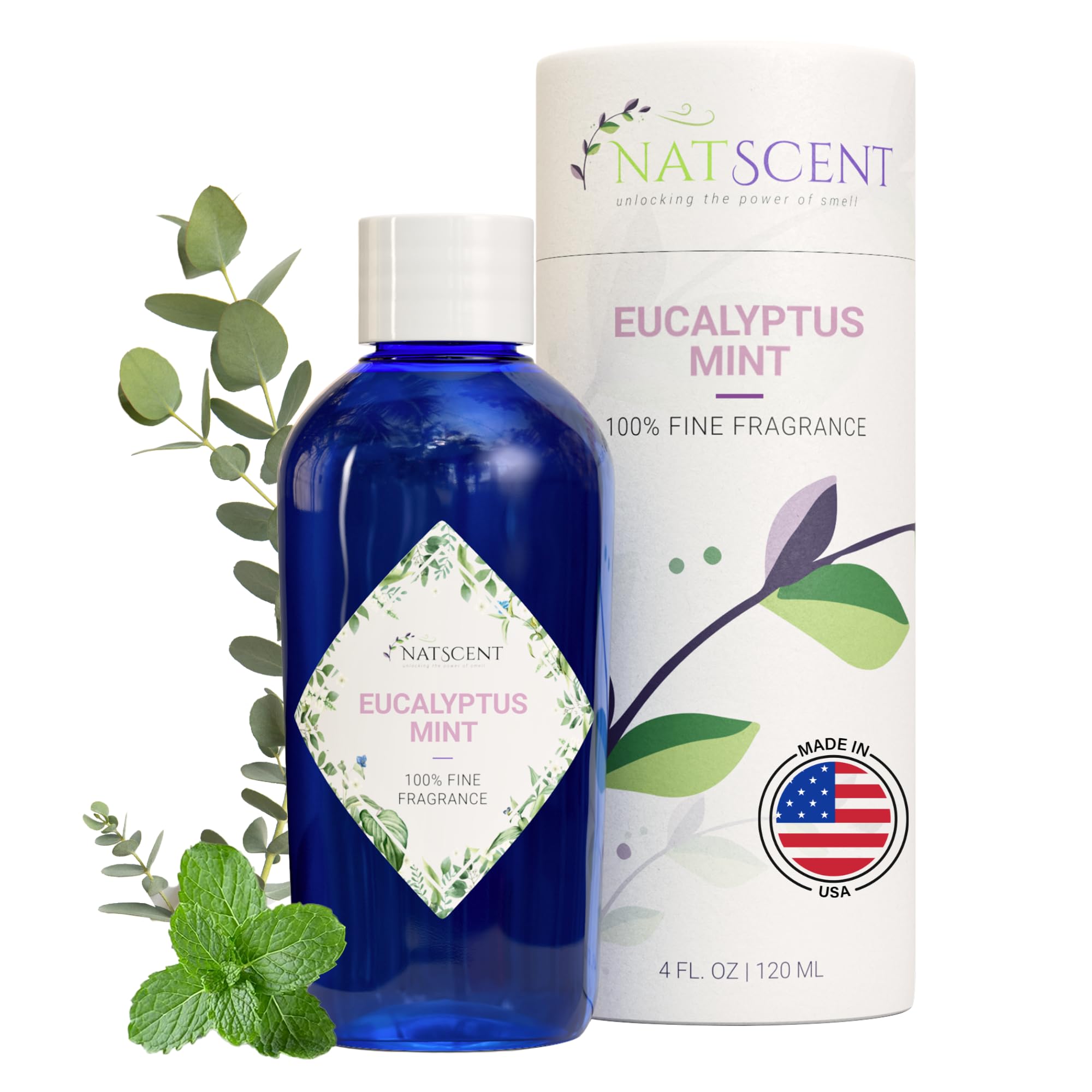 Natscent Eucalyptus Mint Essential Oils for Diffusers for Home, Nature-Based Eucalyptus Essential Oil, Long-Lasting & Family-Friendly Diffuser Oils
