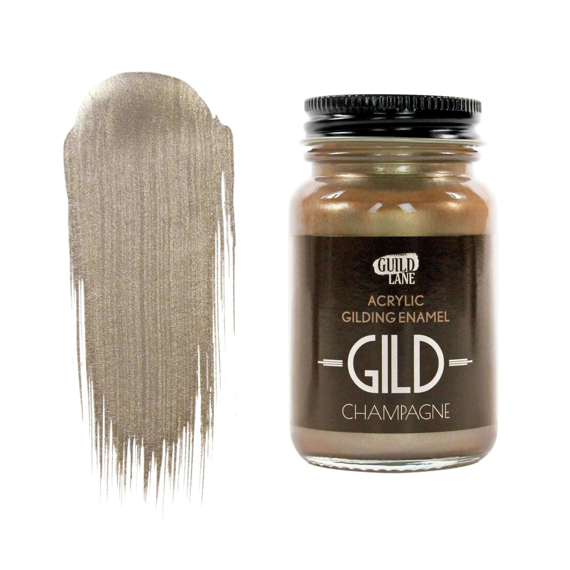 Guild Lane Champagne Gold Metallic Paint 60Ml Gild Acrylic Gilding Enamel For Furniture Wood Metal Glass Craft Water-Based Non-Tarnish Interior Use - Made In Britain