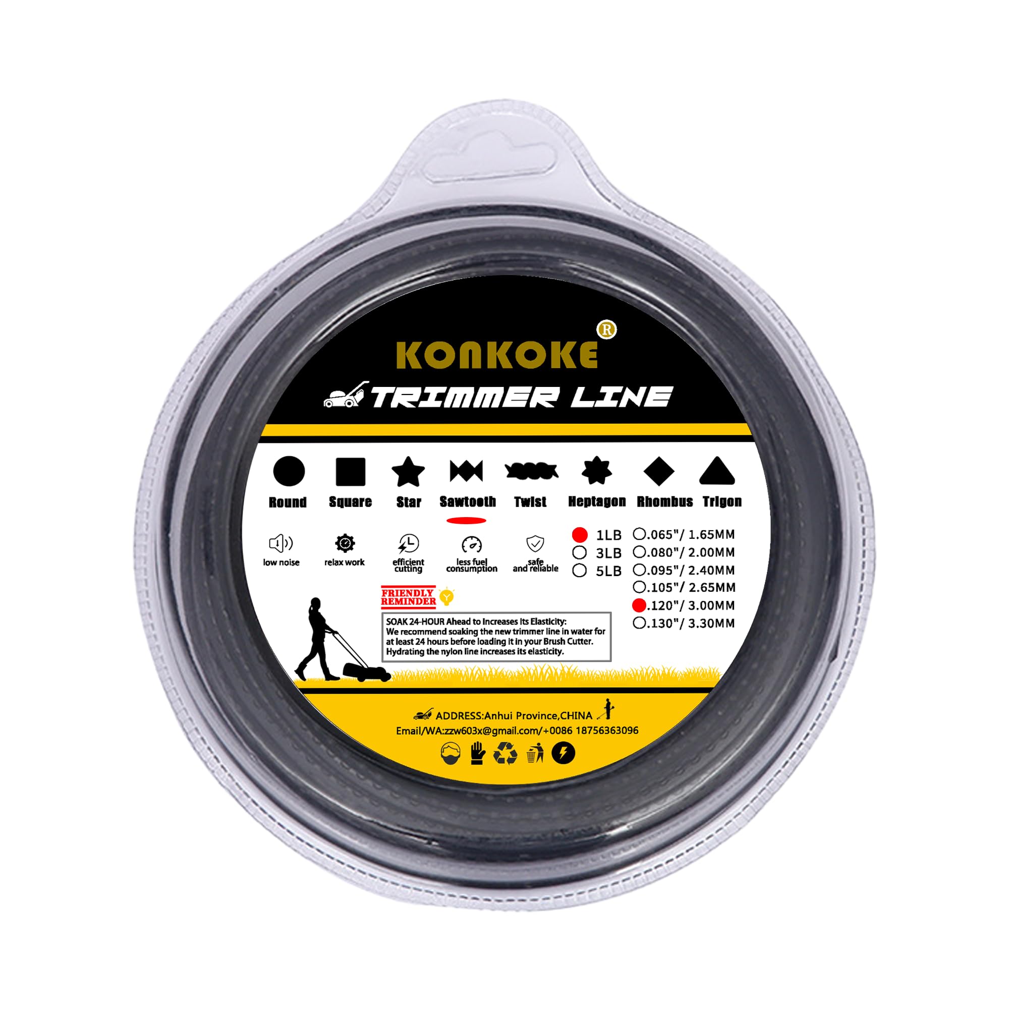 filo decespugliatore 3mm ,filo decespugliatore professionale,Filo dentato Universale in Nylon per decespugliatore e Tosaerba-filo decespugliatore 3 mm seghettato【Nero/Seghettato】 3.0mm-Pro 450g