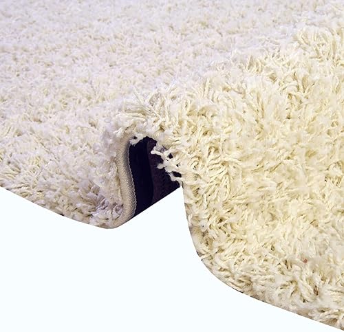 Miniatura 9 de Rugs.com - Alfombra de la colección Über Cozy Solid Shag – Alfombra ovalada de 5 x 8 pies, color marfil puro, perfecta para salas de estar, marfil