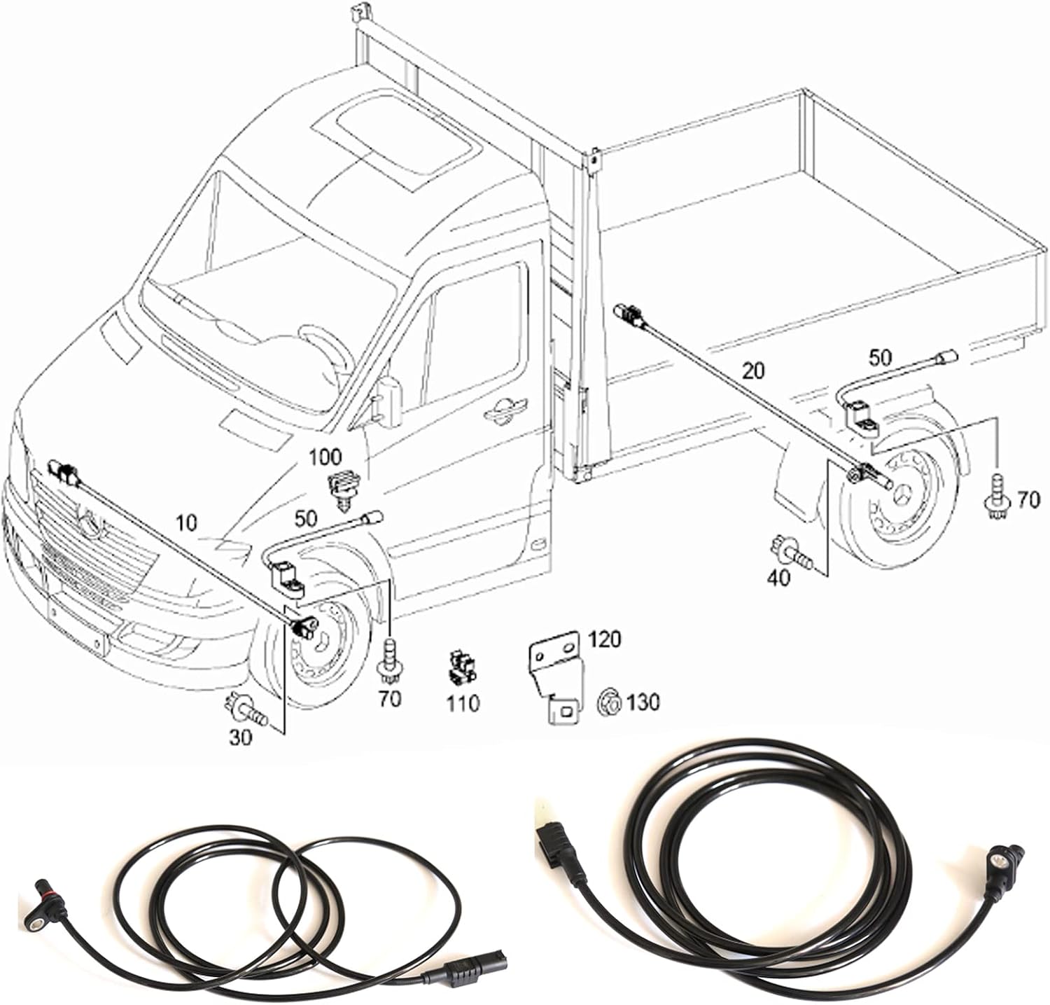 ABS Wheel Speed Sensor Rear Left and Right for Mercedes Dodge Sprinter Van 906 2500 3500 2007-2018 for VW Crafter 30-50 30-35 9065400117 9065400217 (Rear (Left + Right))