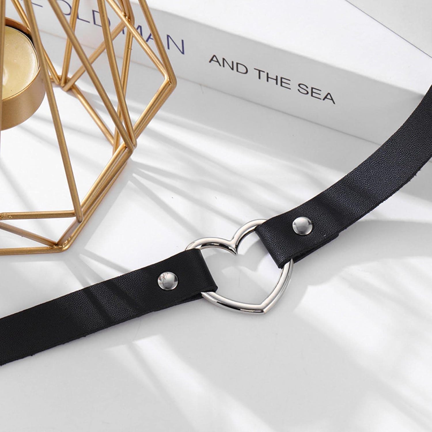 YienDoo Goth Black Choker Necklace Chain Vintage Leather Choker Silver Heart Pendant Necklace Velvet Choker Punk Necklace Rock Statement Heart Necklace Charm Jewelry Gift for Women - Image 5