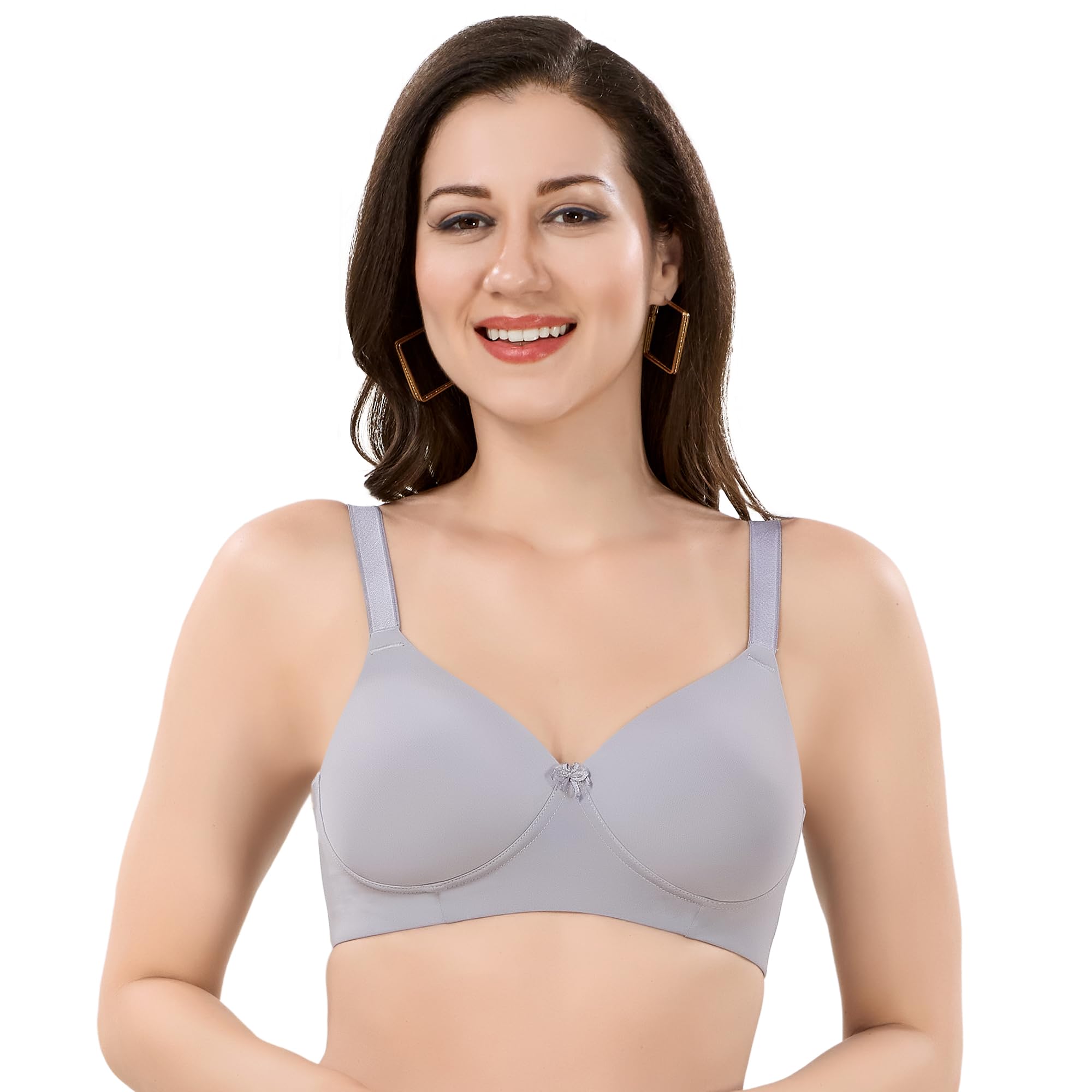 trylo Riza Velvety Nylon Fabric Soft Padded Non-Wired Seamless Molded Cups Full Coverage Bra-picture-34