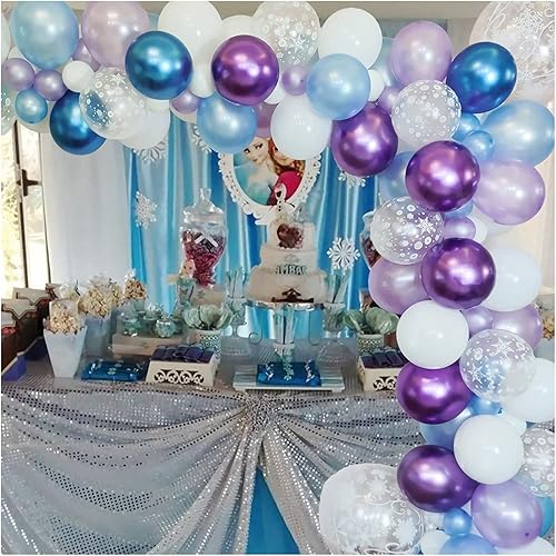 Miniatura 1 de Elsa Anna - Kit de guirnalda de globos de princesa para fiesta de cumpleaños, diseño de reina de hielo, nieve, globos de látex, cadena de globos de