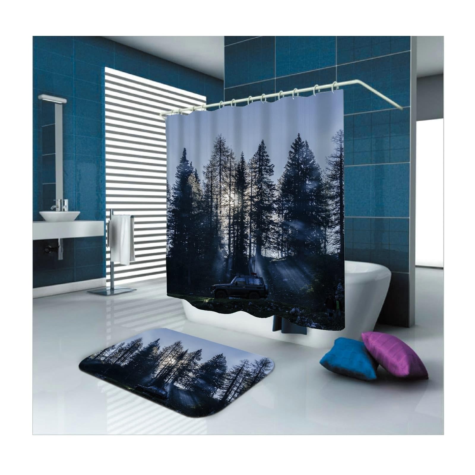 Rideau de douche neige et chalet pour une ambiance chalet de montagne chic