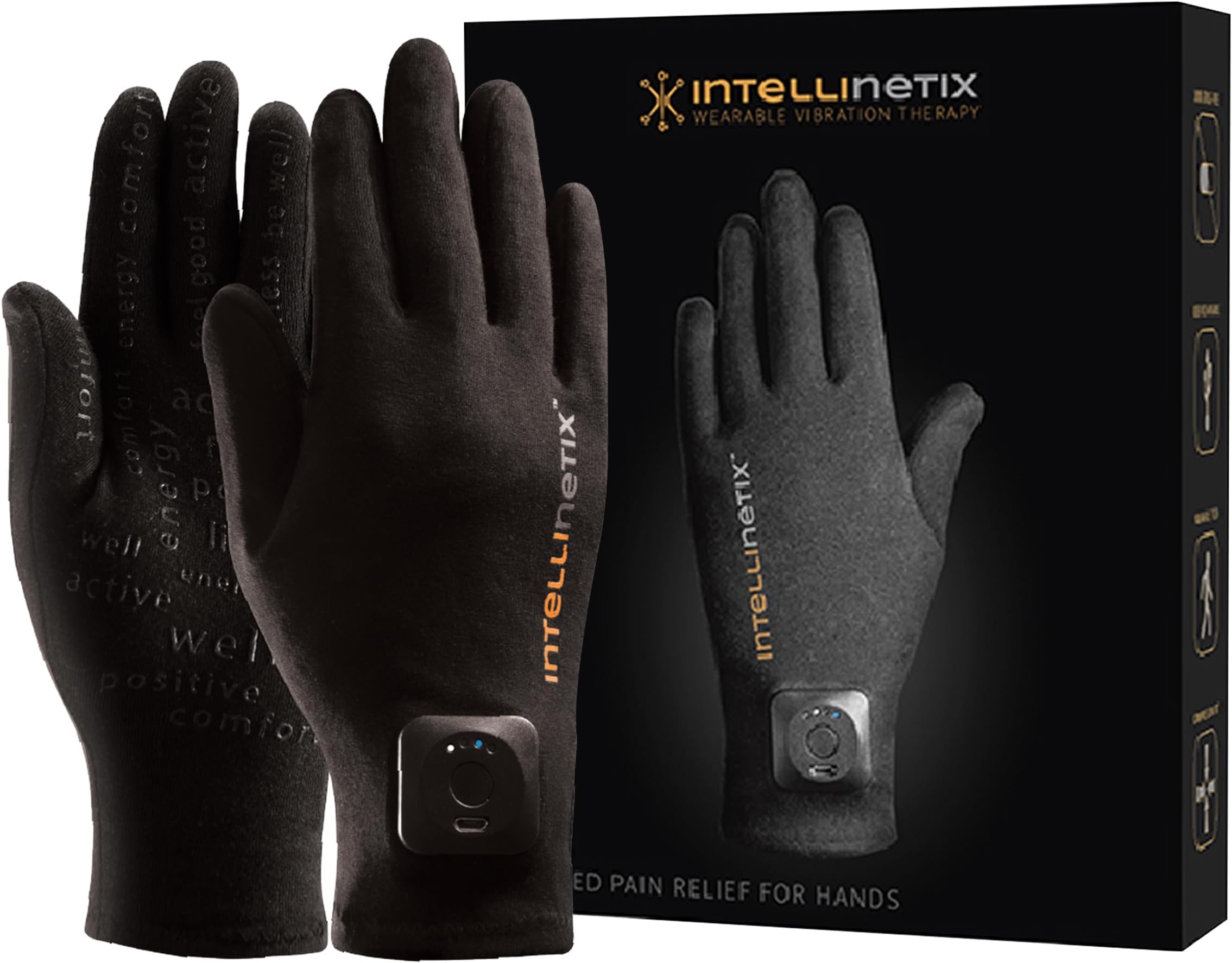 Intellinetix Therapy Gloves, Small, Version 2.0 – Vibrating Arthritis Gloves – Non-Slip Compression Support for Hands & Wrists – Breathable Cotton Material – Proven Relief for Arthritis & Hand Aches