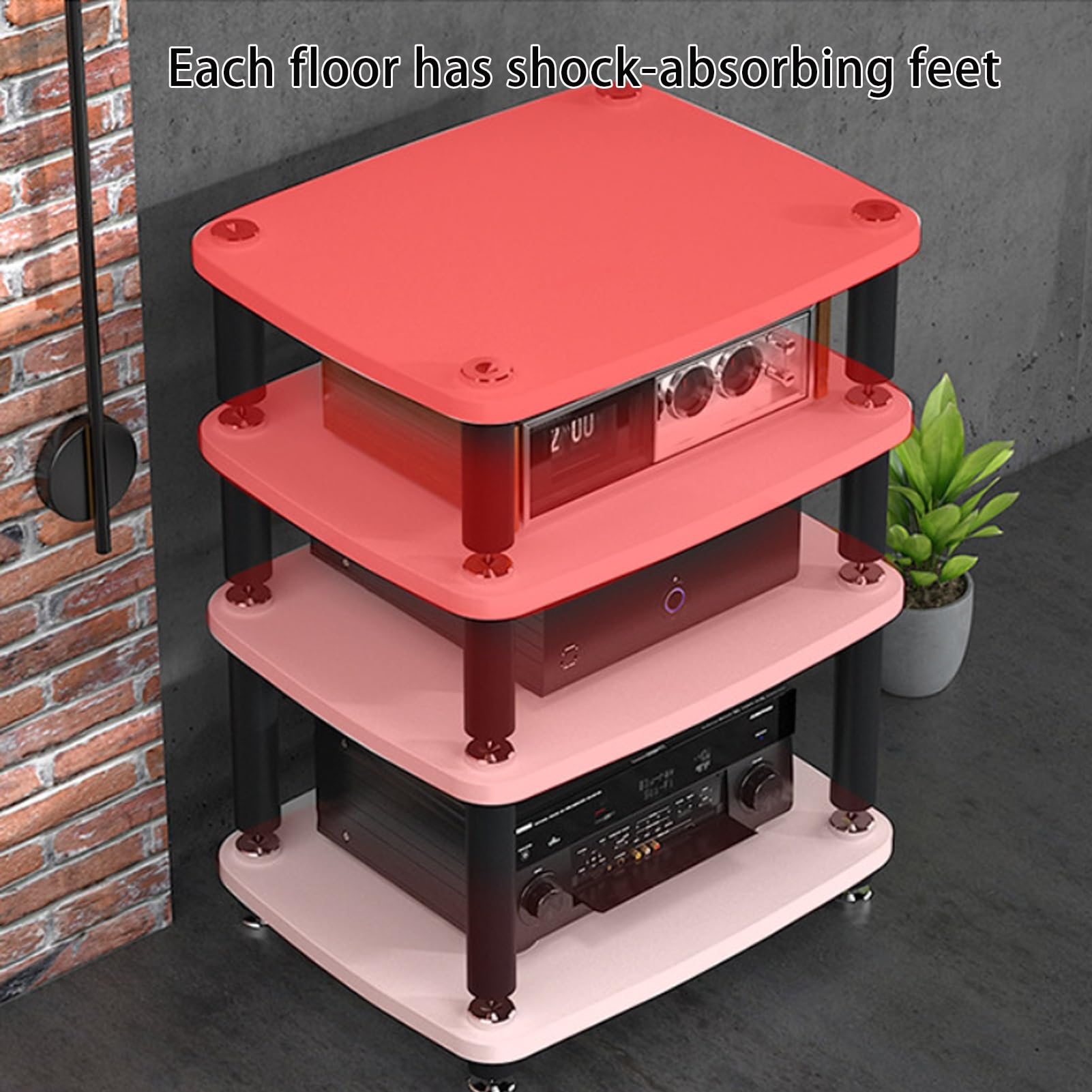 Soporte for Medios AV de Alta Resistencia, Rack AV de Acero Inoxidable | Estante de Componentes EstéReo, Adecuado for Salas de Estar, Oficinas Y Estudios de GrabacióN