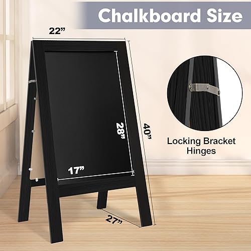 Miniatura 8 de TEAKMAMA Cartel de pizarra rústica grande de 40 x 22 pulgadas, marco de madera maciza de pino macizo con bordes anchos, pantalla de menú de doble