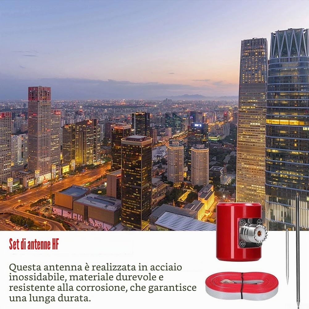 Set di antenna HF, in acciaio inox, HF 300 W, 600 W, lunghezza d'onda, telescopica, antenna estesa per comunicazioni radio USDX (solo base)