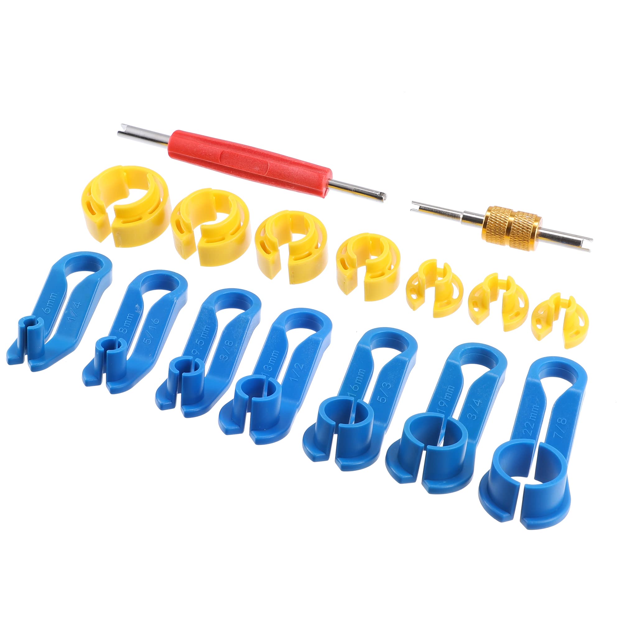 A ABSOPRO Fuel Line Disconnect Removal Tool Set 1/4 5/16 3/8 1/2 5/8 3/4 7/8 Inch Quick Disconnect Tool Kit for Fuel Heater AC Line Transmission Oil Cooler Line