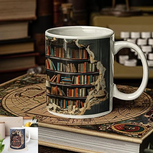 Miniatura 3 de Taza 3D para estantería, 3D con agujero en la pared, taza de cerámica multiusos con diseño de espacio creativo (A)