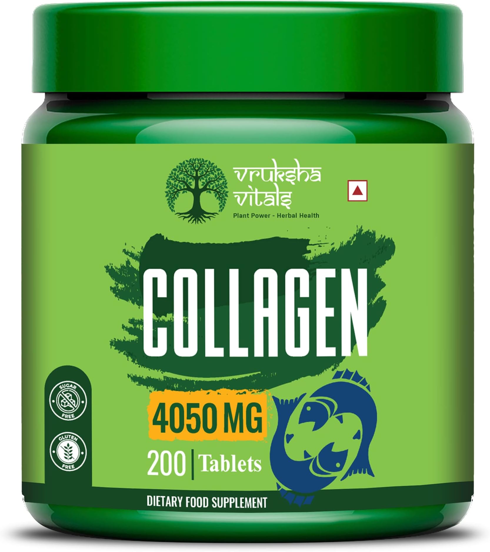 Vruksha Vitals Marine Collagen 4050 mg -with Biotin, Vitamin E, Vitamin C and Hyaluronic Acid Marine Collagen Powder Tablets/Capsules Peptides Supplements for men and Collagen supplements for women