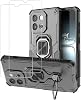 Urspasol for OnePlus 13T Case with Screen Protector 2 Pack Tempered Glass Hybrid Heavy Duty Armor Protective Bumper Cover with 360° Degree Ring Holder Kickstand Black
