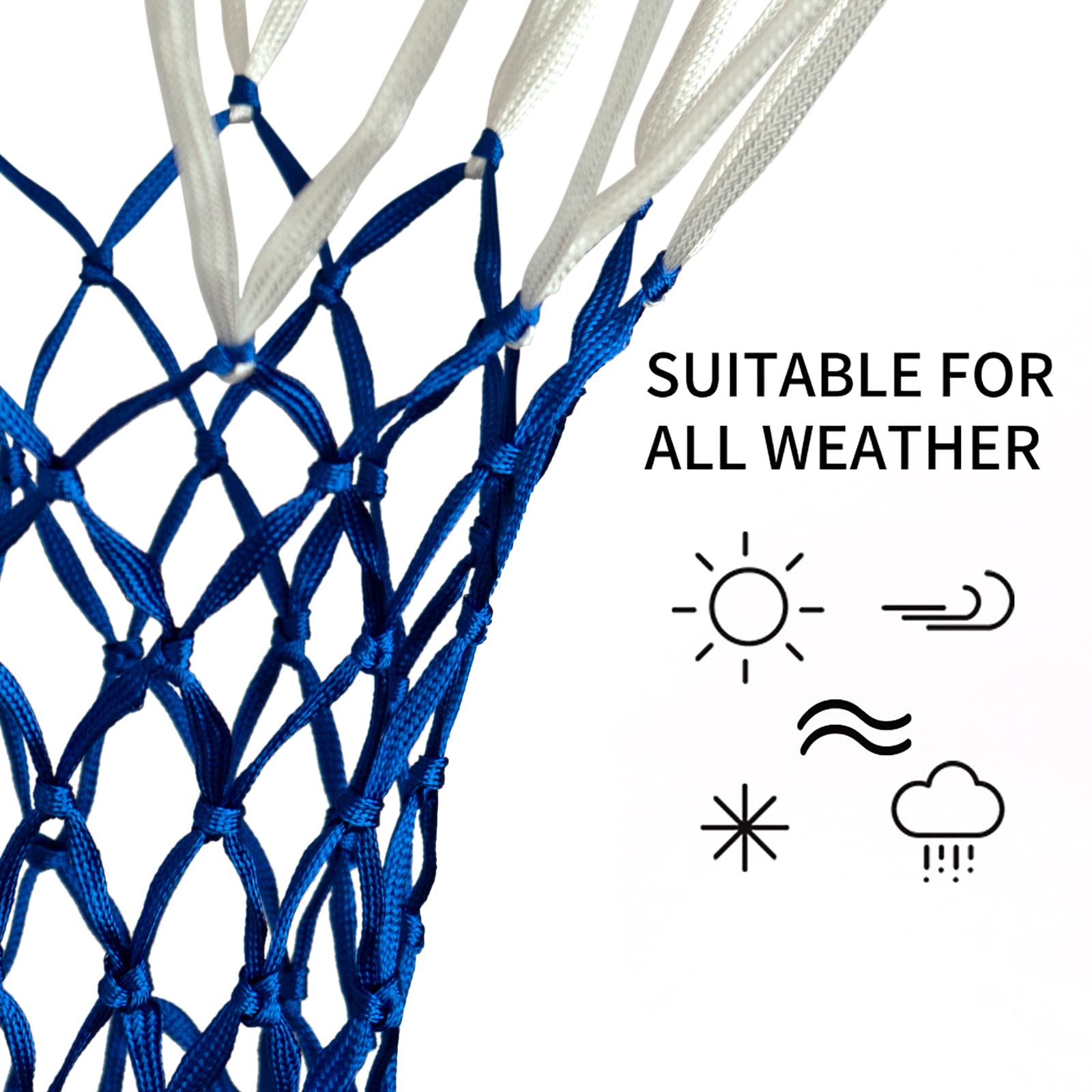Sanung Basketballnetz, verschleißfestes Polyester-Basketballnetz, Ersatz für den Heimgebrauch, passend für Basketballkorb in Standardgröße, leichtes 12 Schlaufen, einfach einzurichten, 2er-Set
