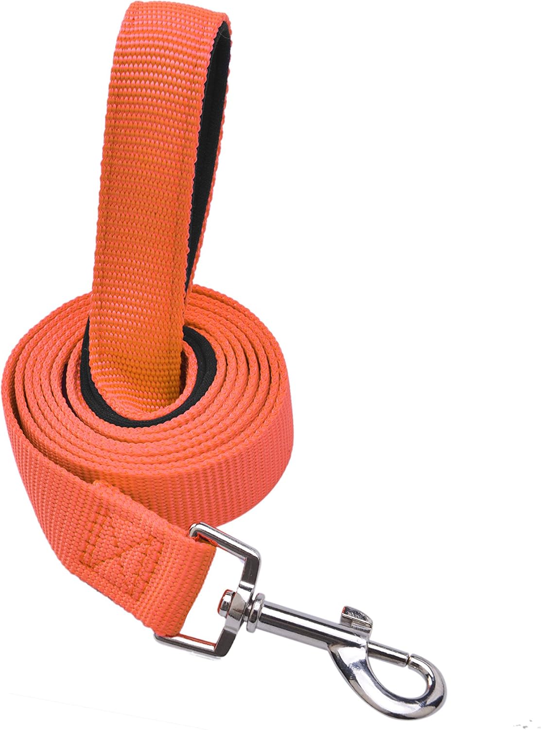 PUPTECK Dog Training Leash Durable Nylon Lead with Padded Handle for Pet Puppy, Orange Medium