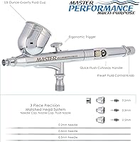 Vista 2 de Master Airbrush G233-SET Multi-Master Performance G233 Pro Set de aerógrafo de doble acción con alimentación por gravedad con 3 boquillas