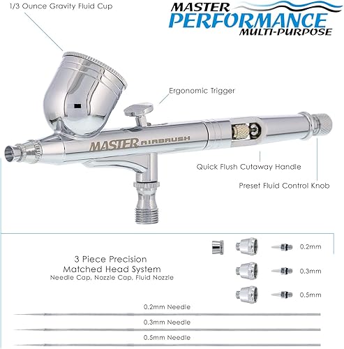 Miniatura 2 de Set profesional Master Airbrush G233 set de aerógrafo de precision multiuso de acción dual impulsado por gravedad