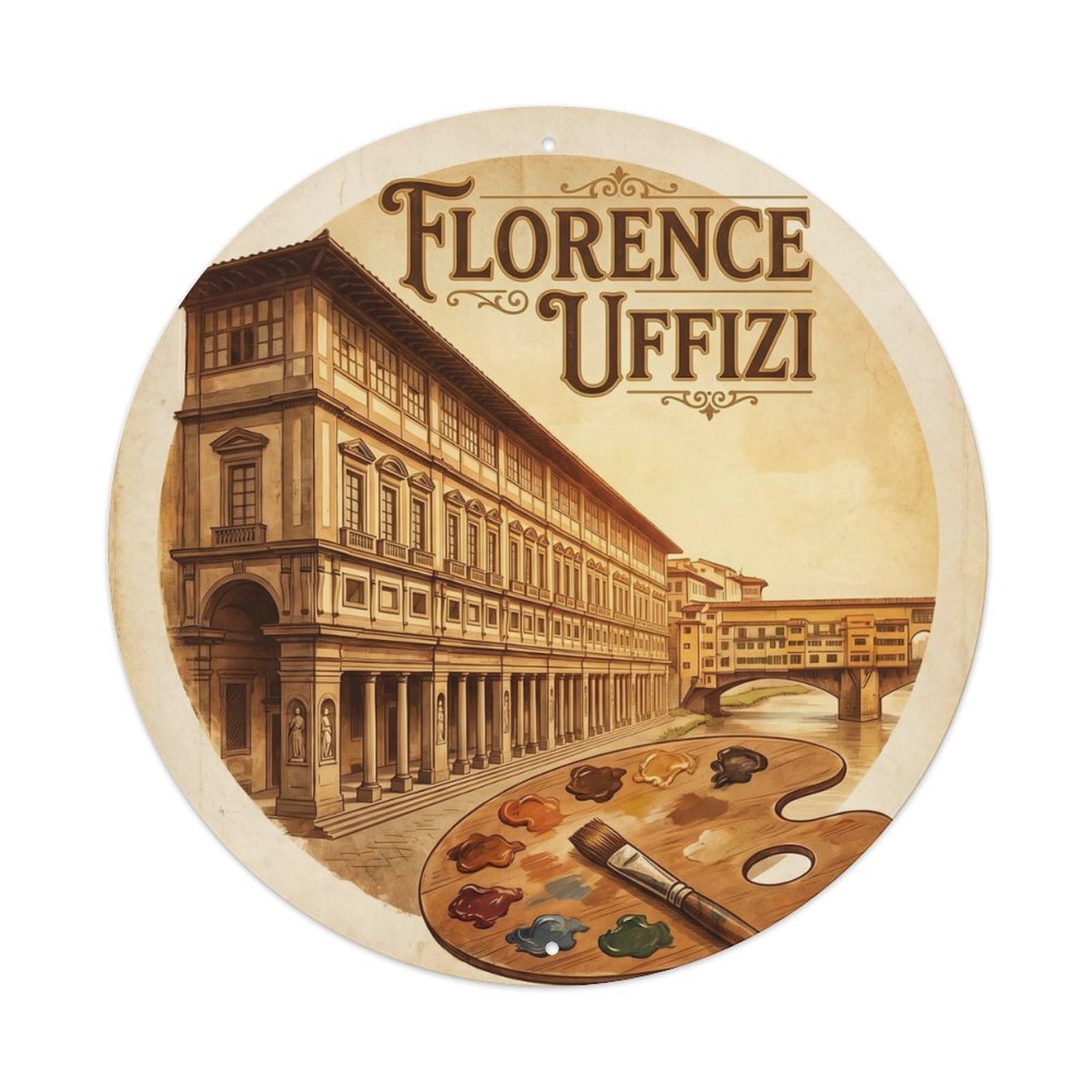 Florence Italy Museum Palette Heritage Travel Metal Tin Sign