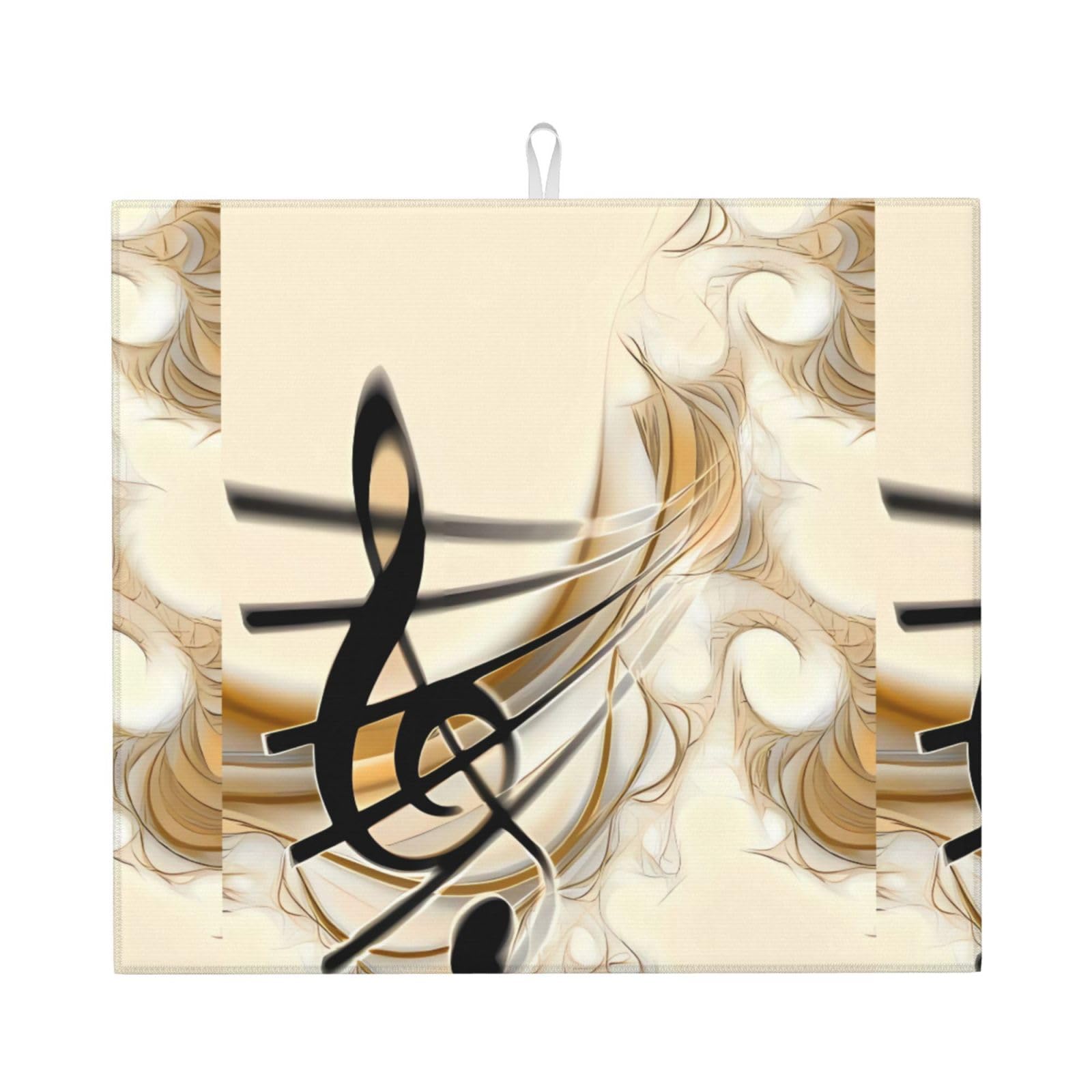 WHJSSF Music Note Prints Kitchen Drying Mat - Absorbent Dish Drying Throw with Colorful Prints, Quick-Dry Countertop Layer for Dishes & Appliances - Non-Slip & Foldable