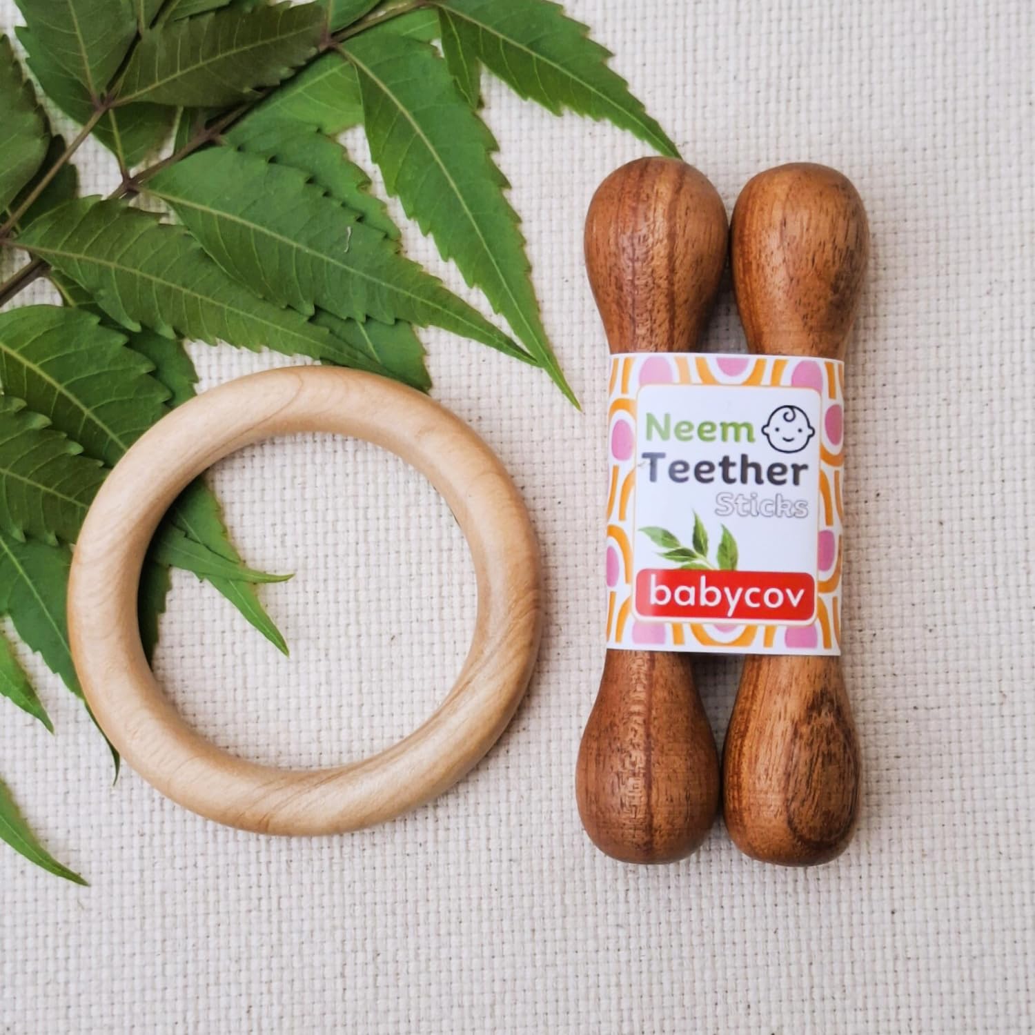 babycov Neem Wood Teethers For Babies | Natural And Organic | Wooden Baby Teether | Helps In Teething | For Infants 3+ Months (Stick And Ring Set) (B0D7M1KLKF) Amazon Price History, Amazon Price Tracker