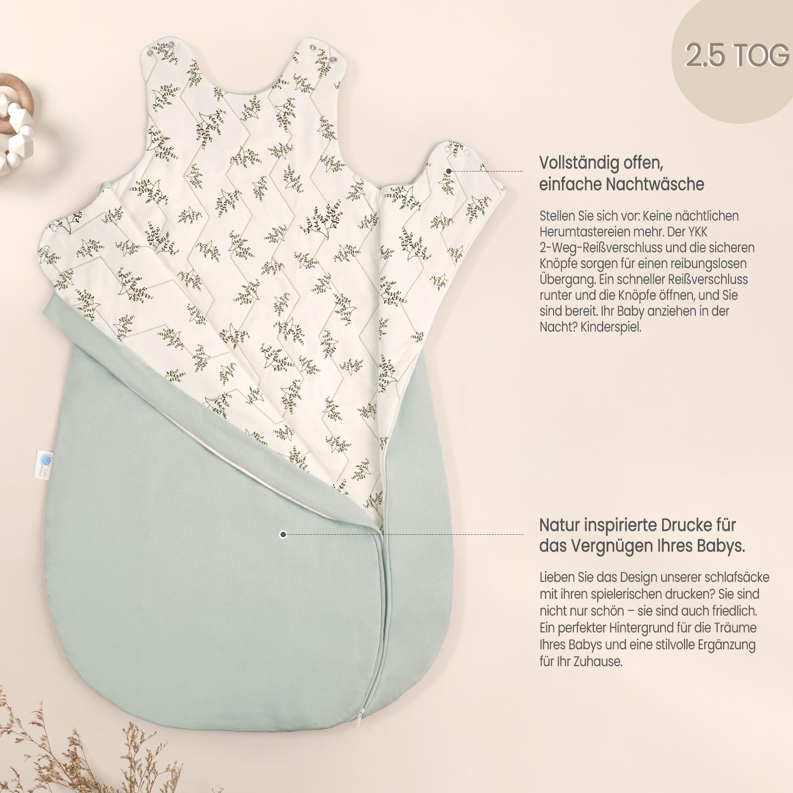 lulumoon Gigoteuse d'hiver pour bébé de 9 à 15 Mois - Tog 2,5-80 cm - Garnissage en Fibres de Polyester - 74/80 cm