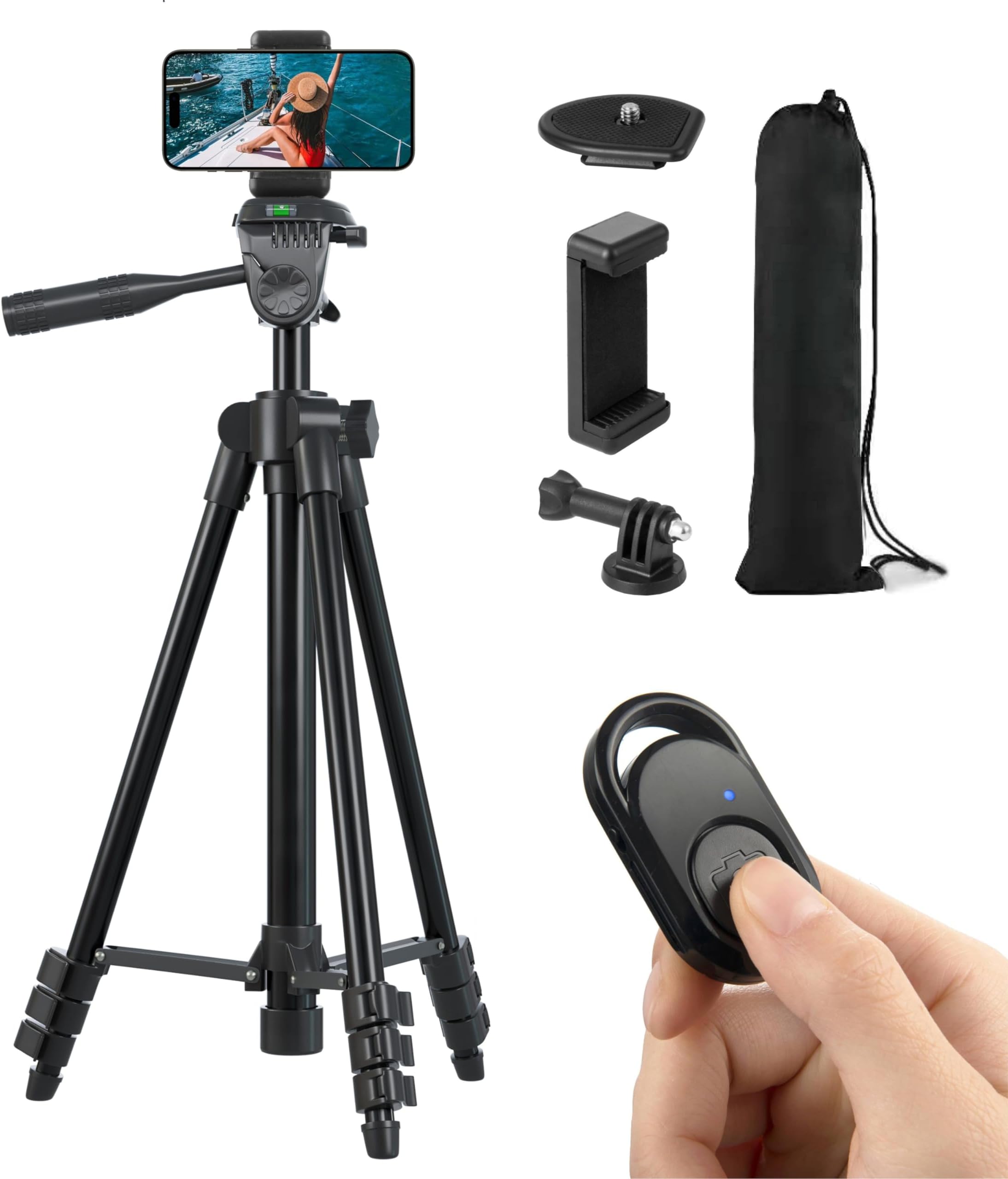 Phone Stand Tripod for iPhone: Lightweight Mobile Phone Tripod Stand for Filming, Selfie Stick for Samsung/Huawei Android Smartphone with Phone Holder and Remote Control | 130cm 51inches