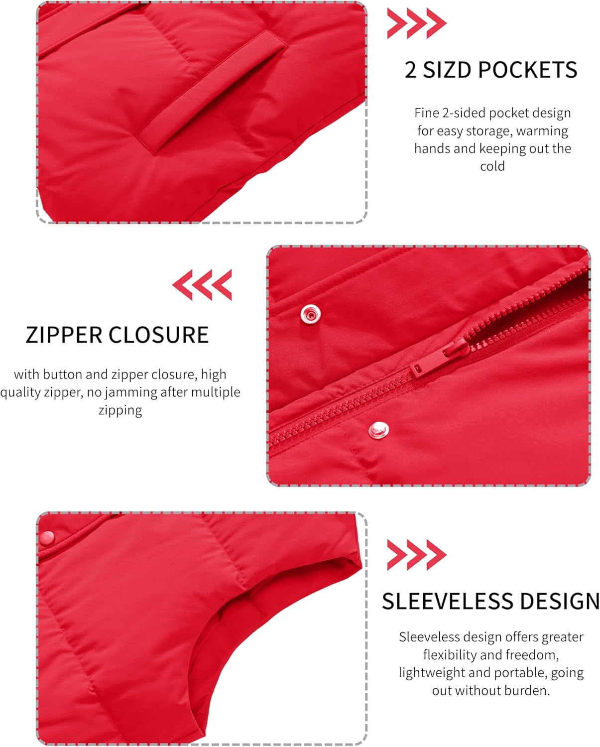 YUCOLEN Down Puffer Vest for Women Warm Winter Quilted Padded Puffy Vests with Pockets Stand Collar Zip Up Coat - Image 7