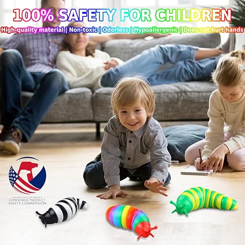 Miniatura 2 de Juguetes sensoriales para ansiedad con babosas, 3 unidades, juguetes sensoriales para niños autistas con colores arco iris, juguetes sensoriales