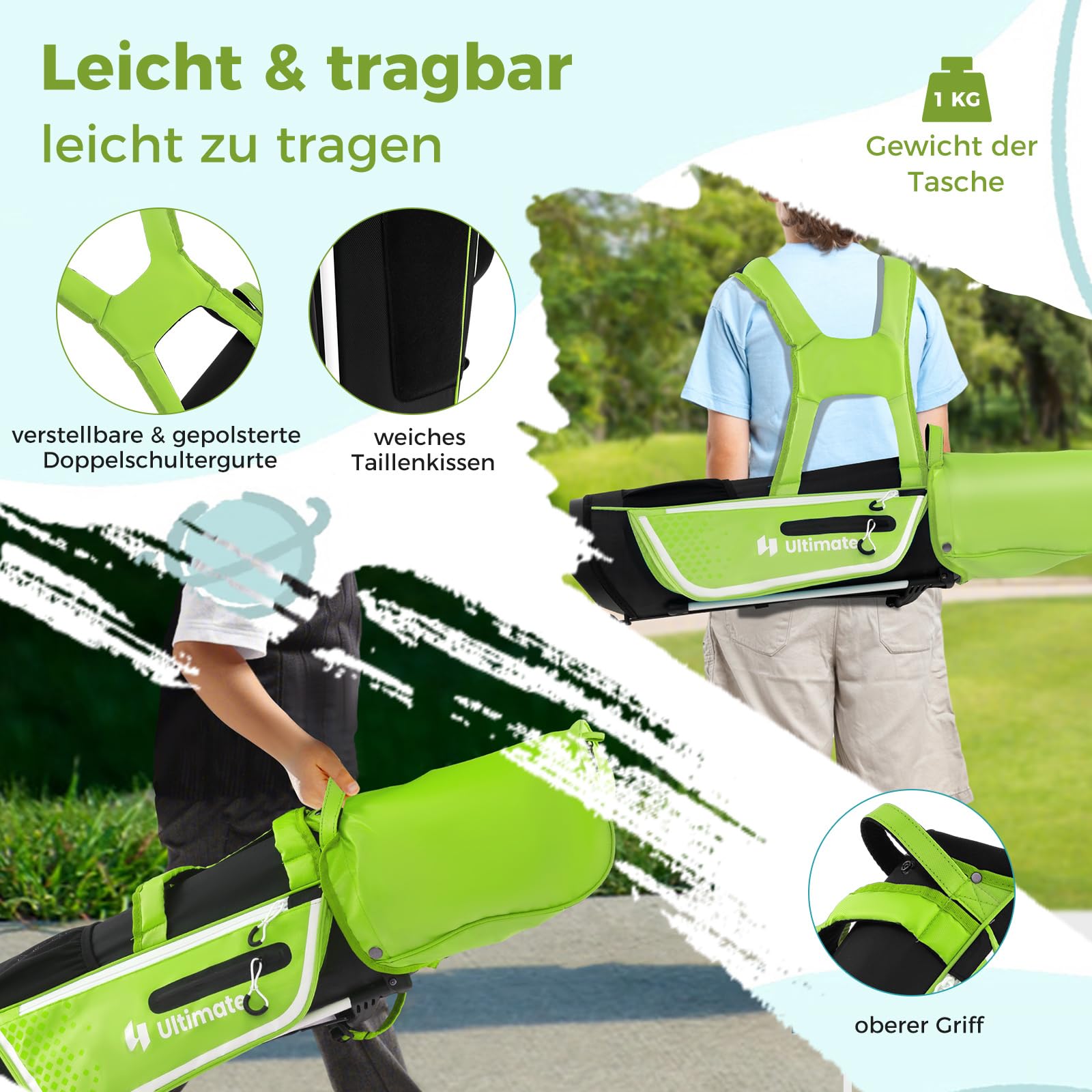COSTWAY Kinder Golfschläger Set, Rechtshand Golfschlägersätze mit Golftasche & Regenhaube, Komplettes Golf Set inkl.7/9/S Eisen, 1 Driver, 4 Hybrid & Putter